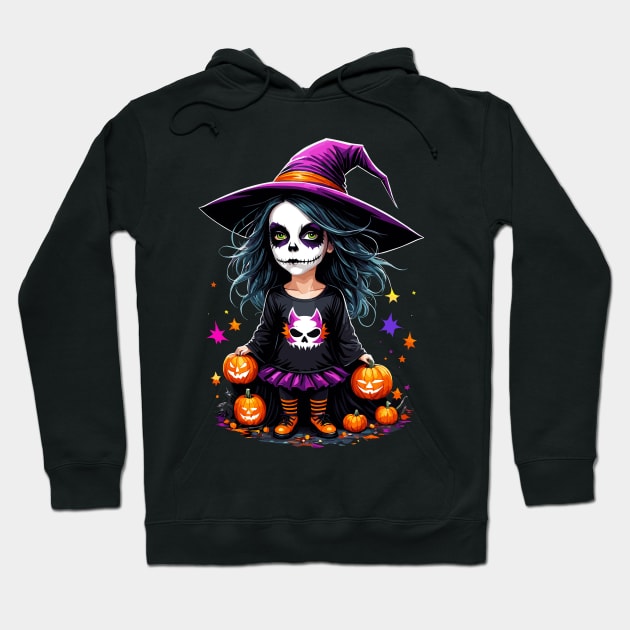 Cute Adorable Kawaii Halloween Witch Hoodie by Sandy Richter Art & Designs